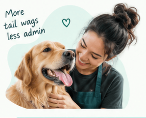 Pet care professional with a dog